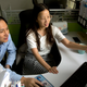 He Jiankui, left, and Zhou Xiaoqin work a computer at a laboratory in Shenzhen in southern China’s Guangdong province.